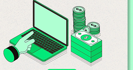 Notebook e moedas representando organização financeira